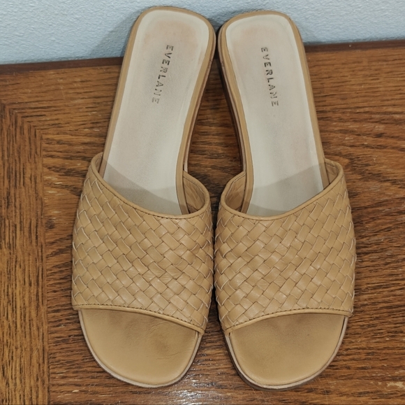 Everlane The City Sandles Size 10.5 Leather Beige Slip On Mules - Picture 2 of 12